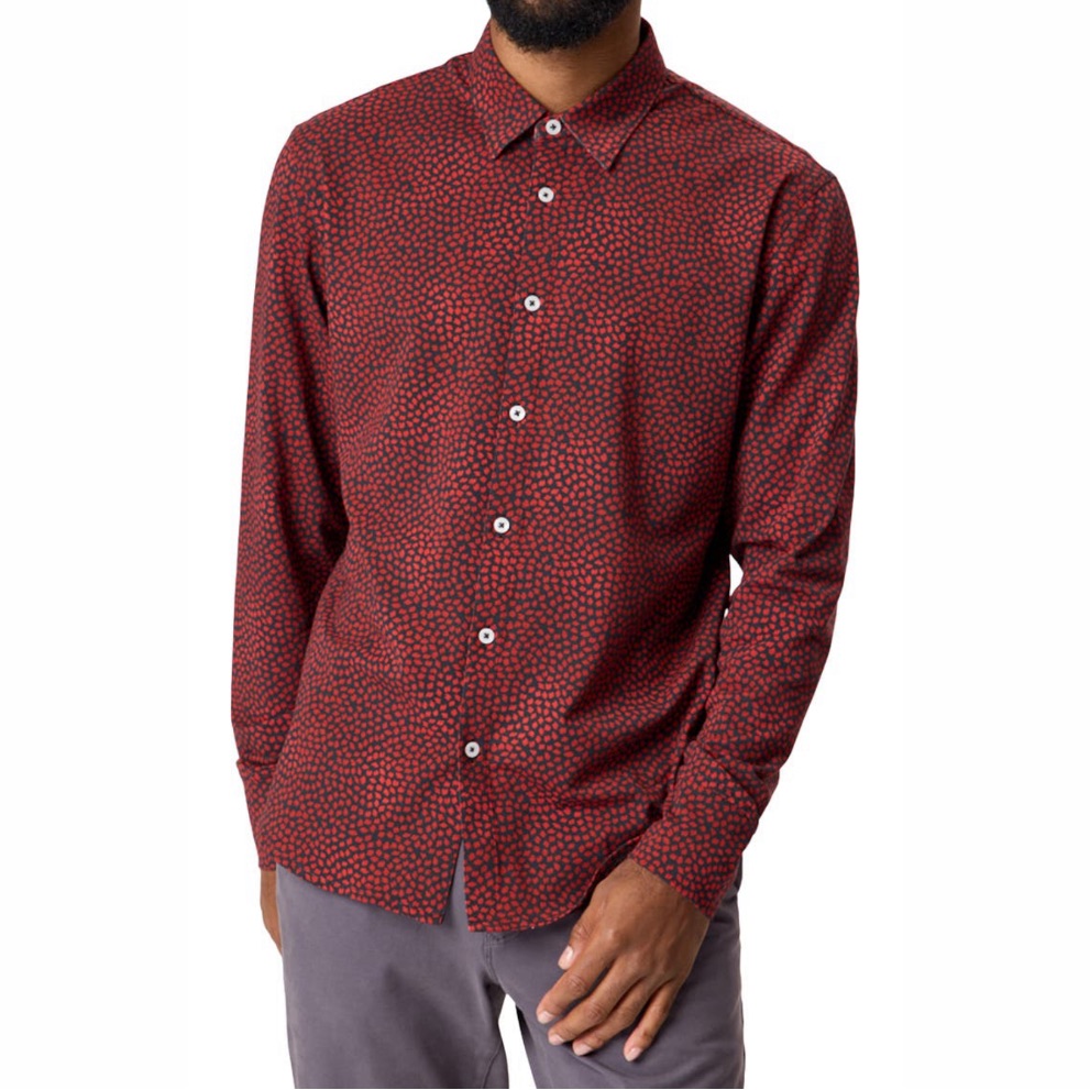 Good Man Geo Print Knit Button Down Mens Shirt